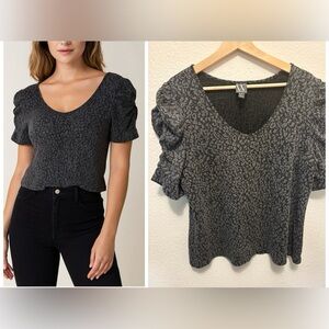 Women's Gray Patterned Top Worthington Large